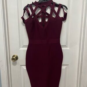 Elegant Burgundy Strappy Dress